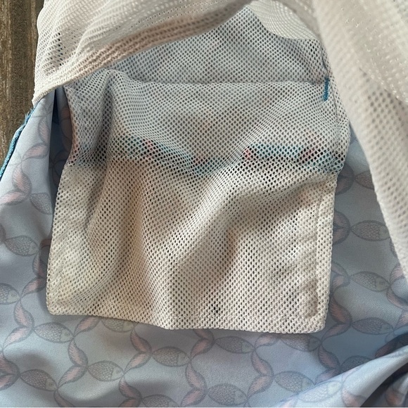 Goodfellow turquoise pink fish print mesh lined swim shorts 34W - Picture 8 of 10